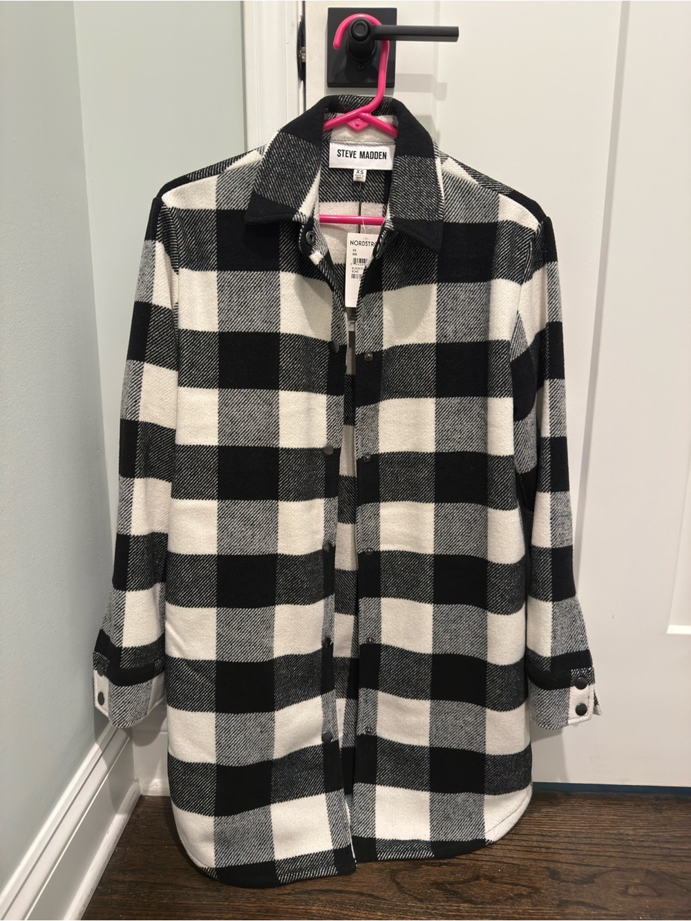 Steve Madden Black & White Buffalo Check Jacket